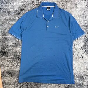 Nike Dri-FIT Men Golf Polo Shirt Blue Short Sleeve Athletic Performance Size M